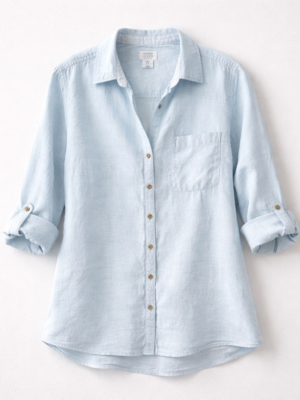 Sigrid Olsen Light Blue Linen Casual Button-Down Boyfriend Shirt (M)